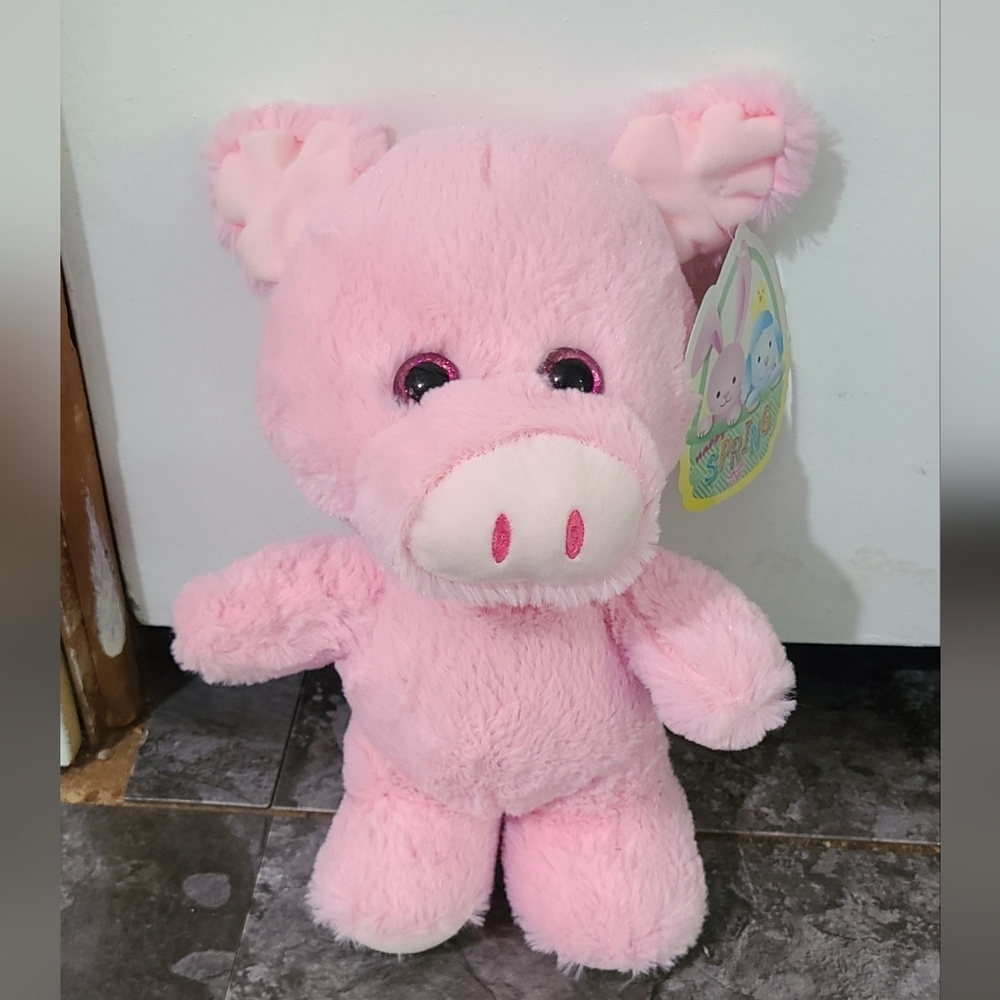 NWT Sugar Loaf Pink Pig 13" Plush Stuffed  Animal Easter Toy Basket Filler